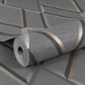 Miniatyrbillede 3 af 4: WOW - Non-woven Tapet - Metallisk Geometrisk - Grå - 10mx52cm