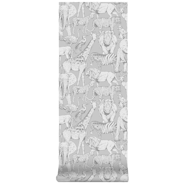 Superfresco Easy - Non-woven tapet - Djungeldjur - Grå - 10mx52cm