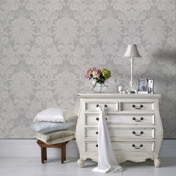 Superfresco Easy - Non-woven Tapet - Venetian Damask - Grå - 10mx52cm