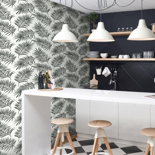 Superfresco Easy - Non-woven tapet - Scandi Leaves - Hvid/Grøn - 10mx52cm