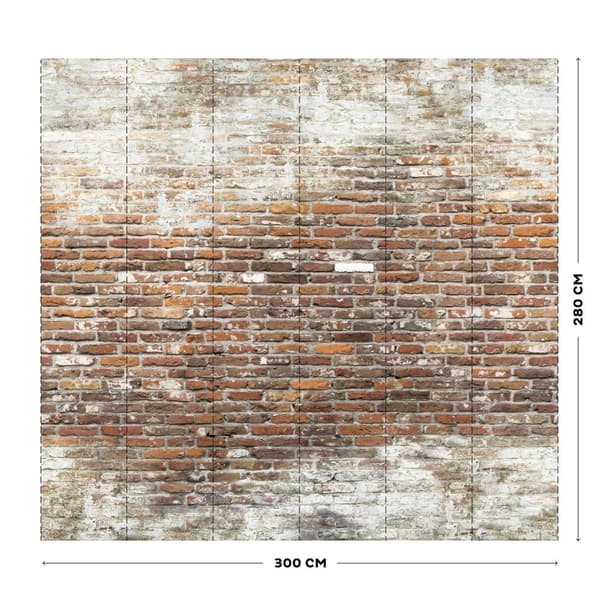 Art for the Home - Fototapet - Tegelvägg - Brun - 300 x 280 cm