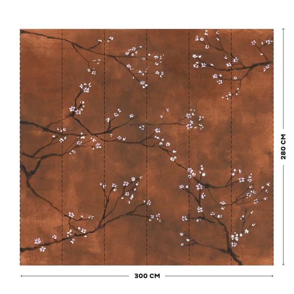 Art for the Home - Fototapet - Kinesisk blomma - Koppar - 280x300 cm