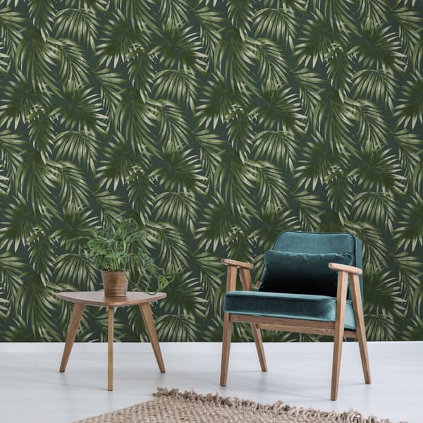 WOW - Non-woven tapet - Elegant Leaves - Grøn/Blå - 10mx52 cm