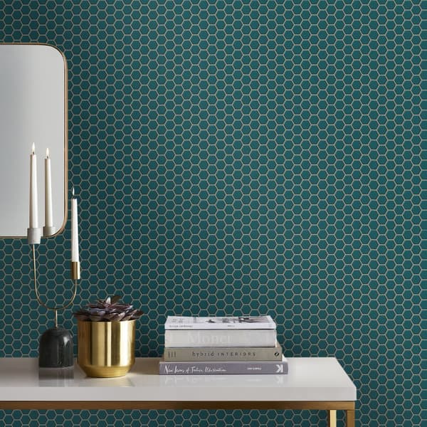 Superfresco Easy - Non-woven tapet - Hexagon Chic - Grøn - 10mx52 cm
