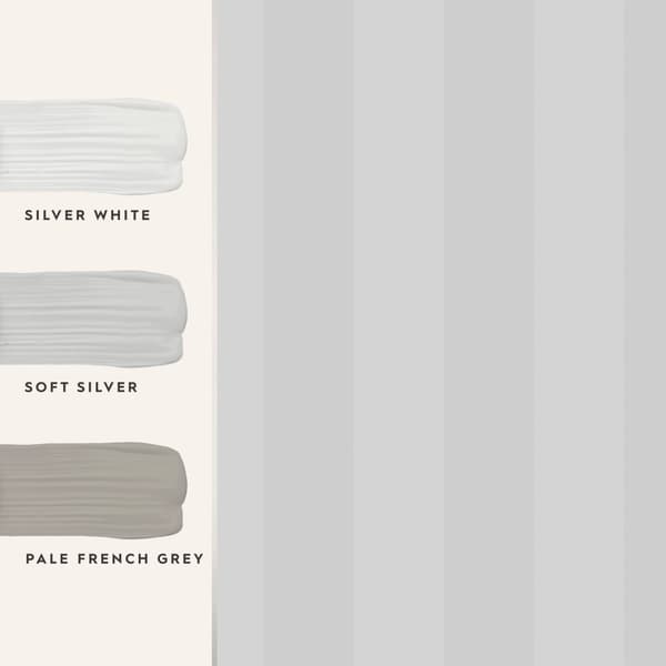 Laura Ashley - Non-woven tapet - Lille Pearlescent Stripe Silver - 10mx52cm