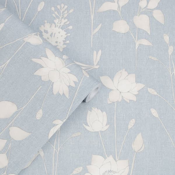Laura Ashley - Non-woven tapet - Dragonfly Garden Chalk Blue - 10mx52cm