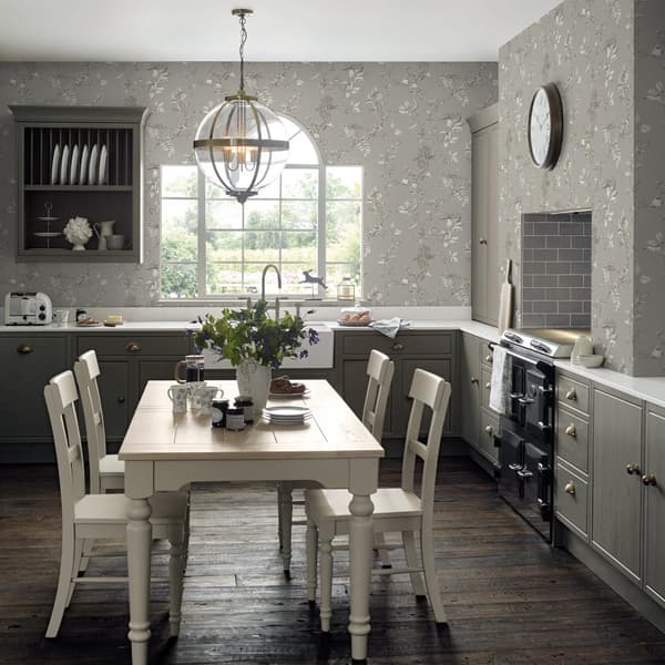 Laura Ashley Elderwood Steel Tapet - träd - 10mx52cm - grå