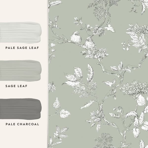 Laura Ashley Elderwood Sage Tapet - træer - 10mx52cm - grøn