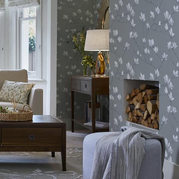 Laura Ashley - Non-woven tapet - Magnolia Grove Slate - 10mx52cm