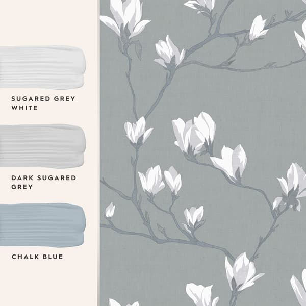 Laura Ashley - Non-woven tapet - Magnolia Grove Slate - 10mx52cm