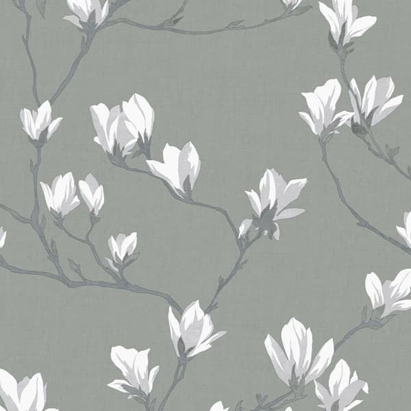 Laura Ashley - Non-woven tapet - Magnolia Grove Slate - 10mx52cm