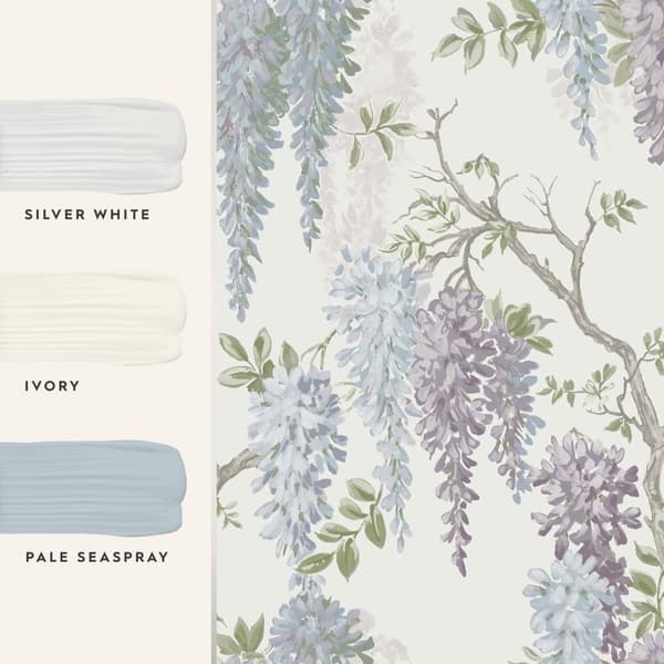 Laura Ashley - Non-woven tapet - Wisteria Garden Pale Iris - 10mx52cm
