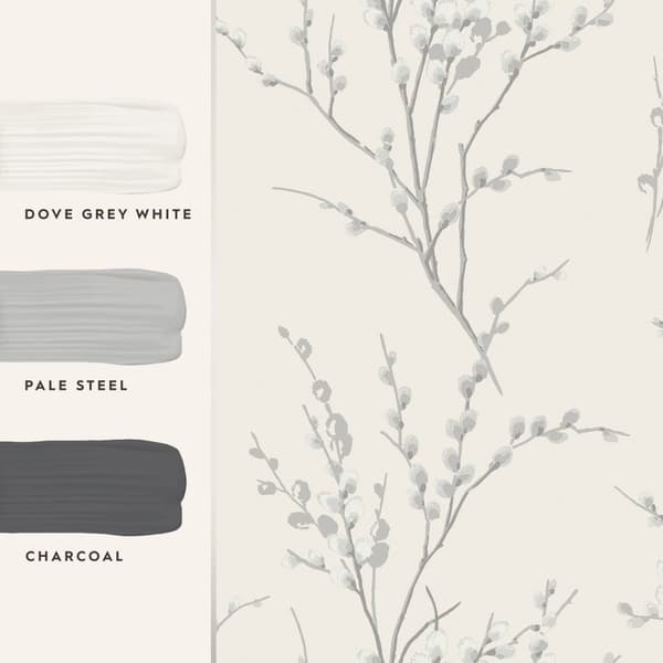 Laura Ashley - Non-woven tapet - Pussy Willow Steel - 10mx52cm