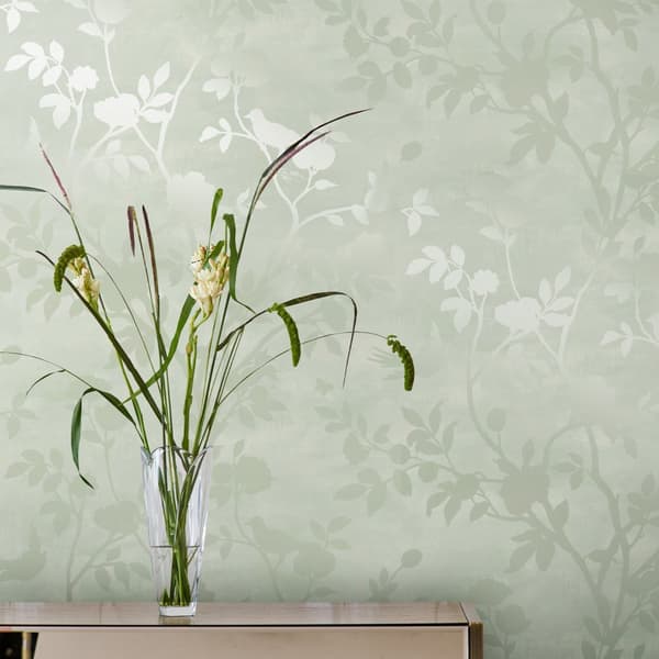 Laura Ashley - Non-woven tapet - Eglantine Silhouette Eau de Nil - 10mx52cm