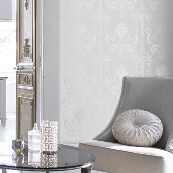 Laura Ashley - Non-woven tapet - Josette Metallic Silver - 10mx52cm
