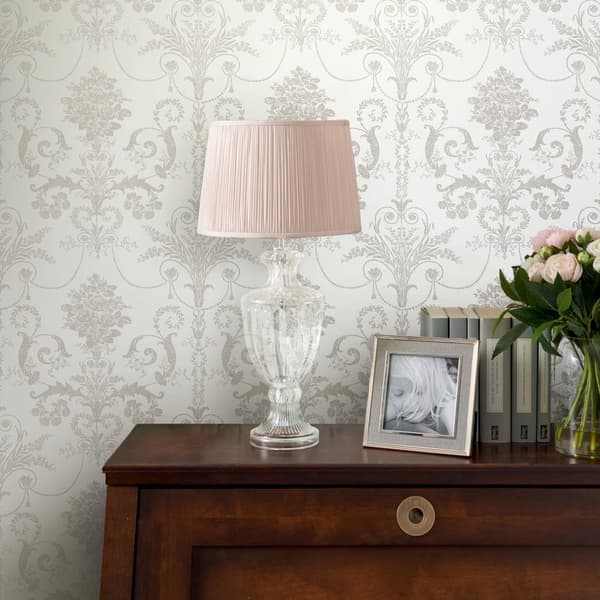 Laura Ashley - Non-woven tapet - Josette Dove Grey & White - 10mx52cm