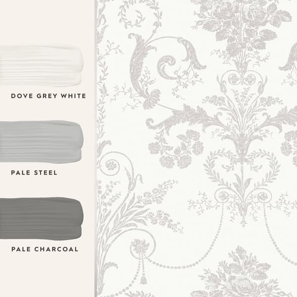Laura Ashley - Non-woven tapet - Josette Dove Grey & White - 10mx52cm