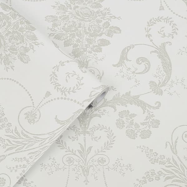 Laura Ashley - Non-woven tapet - Josette Dove Grey & White - 10mx52cm