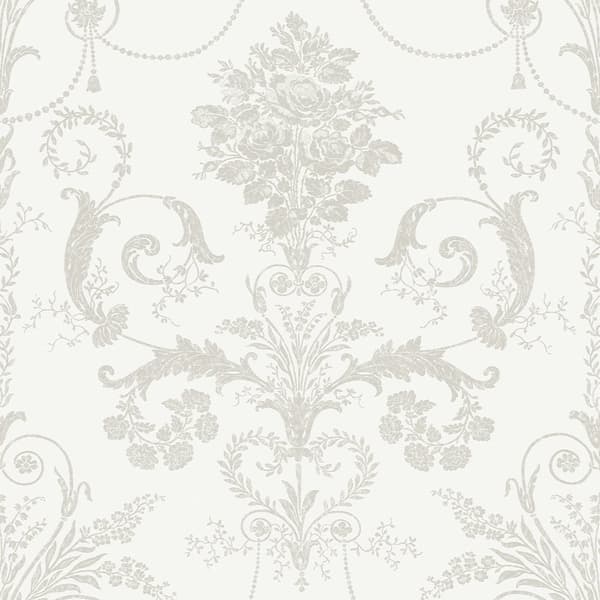 Laura Ashley - Non-woven tapet - Josette Dove Grey & White - 10mx52cm