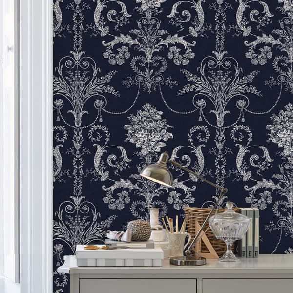 Laura Ashley - Non-woven tapet - Josette Midnight - 10mx52cm