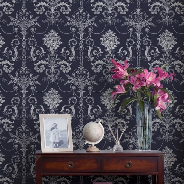 Laura Ashley - Non-woven tapet - Josette Midnight - 10mx52cm