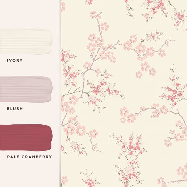 Laura Ashley - Non-woven tapet - Oriental Blossom Blush - 10mx52cm