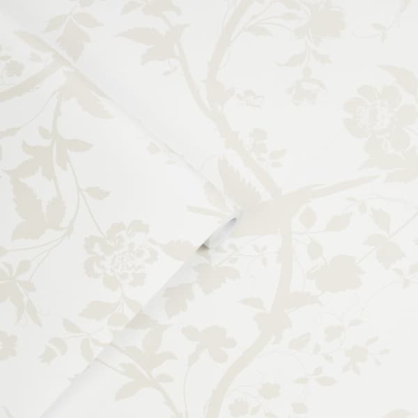 Laura Ashley - Non-woven tapet - Oriental Garden Pearlescent White - 10mx52cm