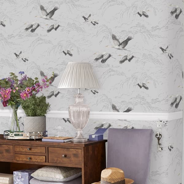 Laura Ashley - Non-woven tapet - Animalia Silver - 10mx52cm