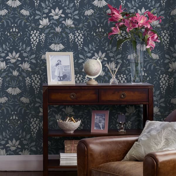 Laura Ashley - Non-woven tapet - Parterre Dark Seaspray - 10mx52cm