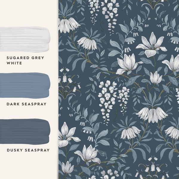 Laura Ashley - Non-woven tapet - Parterre Dark Seaspray - 10mx52cm