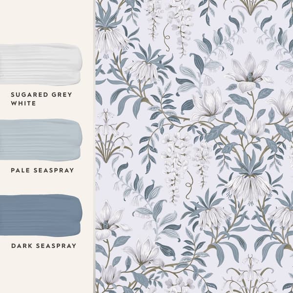Laura Ashley - Non-woven tapet - Parterre Off White & Seaspray - 10mx52cm