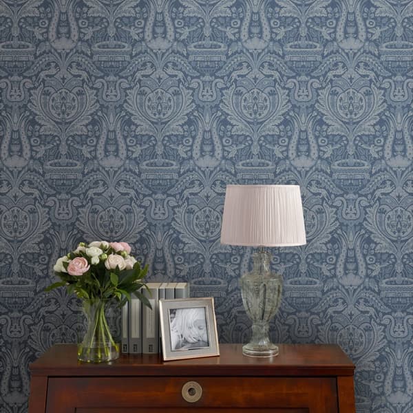 Laura Ashley - Non-woven tapet - Heraldic Damask Dusky Seaspray - 10mx52cm