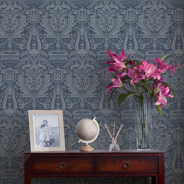 Laura Ashley - Non-woven tapet - Heraldic Damask Dusky Seaspray - 10mx52cm