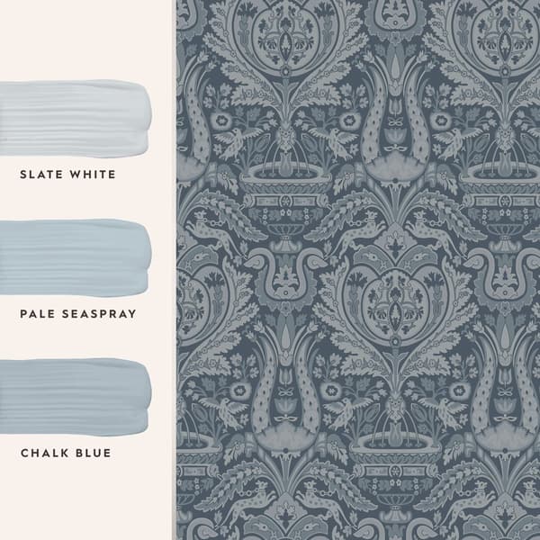 Laura Ashley - Non-woven tapet - Heraldic Damask Dusky Seaspray - 10mx52cm