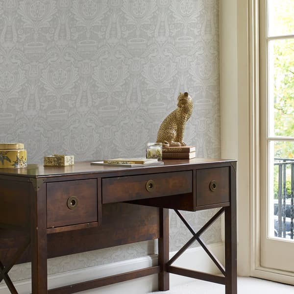 Laura Ashley - Non-woven tapet - Heraldic Damask Slate Grey - 10mx52cm
