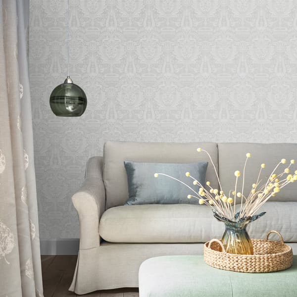 Laura Ashley - Non-woven tapet - Heraldic Damask Slate Grey - 10mx52cm