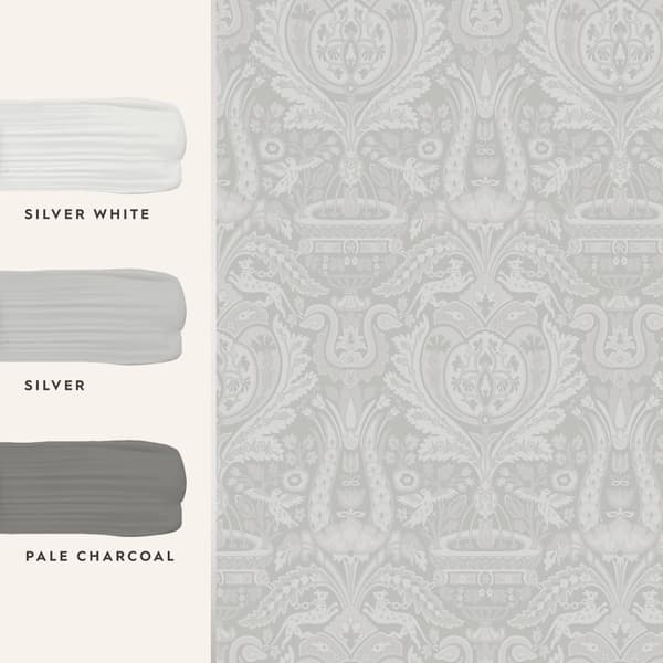 Laura Ashley - Non-woven tapet - Heraldic Damask Slate Grey - 10mx52cm