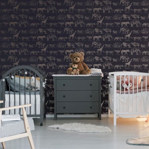 Boutique - Non-woven tapet - Safari Midnight - Blå/Roseguld - 10mx53cm