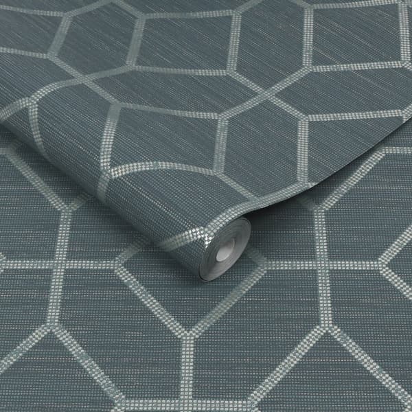 Boutique - Non-woven tapet - Asscher Geo - Blågrøn - 10mx52cm