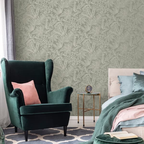Boutique - Non-woven tapet - Paradise - Sage - 10mx52cm