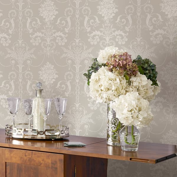 Laura Ashley - Non-woven tapet - Josette White & Dove Grey - 10mx52cm