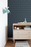 Miniatyrbillede 2 af 5: ESTAhome tapet blomster mørkeblåt, terracotta rød, grønt og hvidt 0,53 x 10,05 m