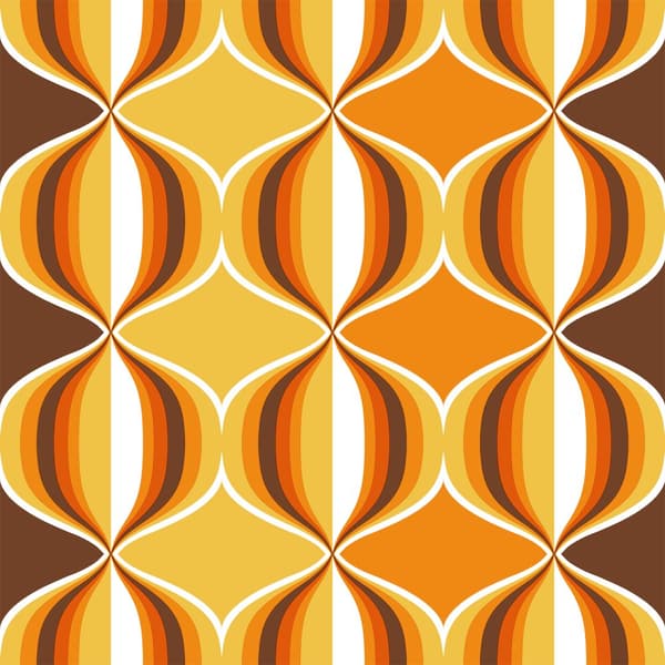 Sanders & Sanders tapet retro-ornament gul, brunt och orange - 935269 - 0,53 x 10,05 m