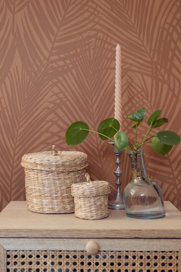 ESTAhome tapet palmeblade terracotta rød 0,53 x 10,05 m