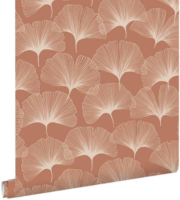 ESTAhome tapet ginkgoblade terracotta rød 0,53 x 10,05 m
