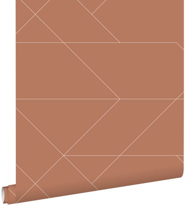 ESTAhome tapet grafiska linjer terrakottaröd 0,53 x 10,05 m
