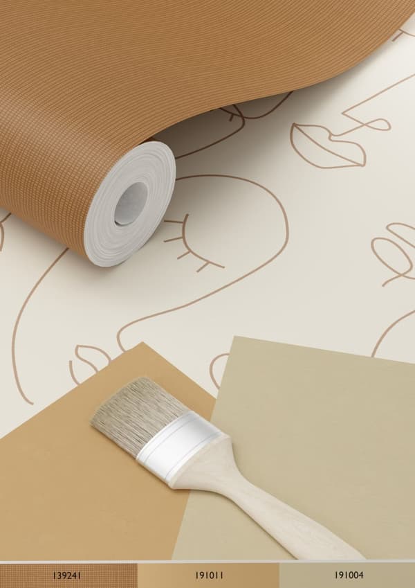 ESTAhome tapet ansigter lysebeige 0,53 x 10,05 m