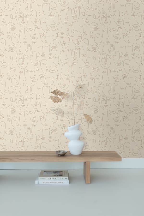 ESTAhome tapet ansigter lysebeige 0,53 x 10,05 m