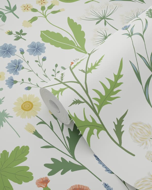 ESTAhome tapet vilda blommor mångfärgat på vitt 0,53 x 10,05 m