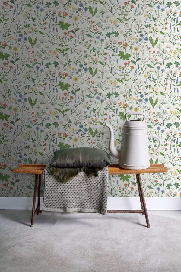 ESTAhome tapet vilda blommor mångfärgat på vitt 0,53 x 10,05 m